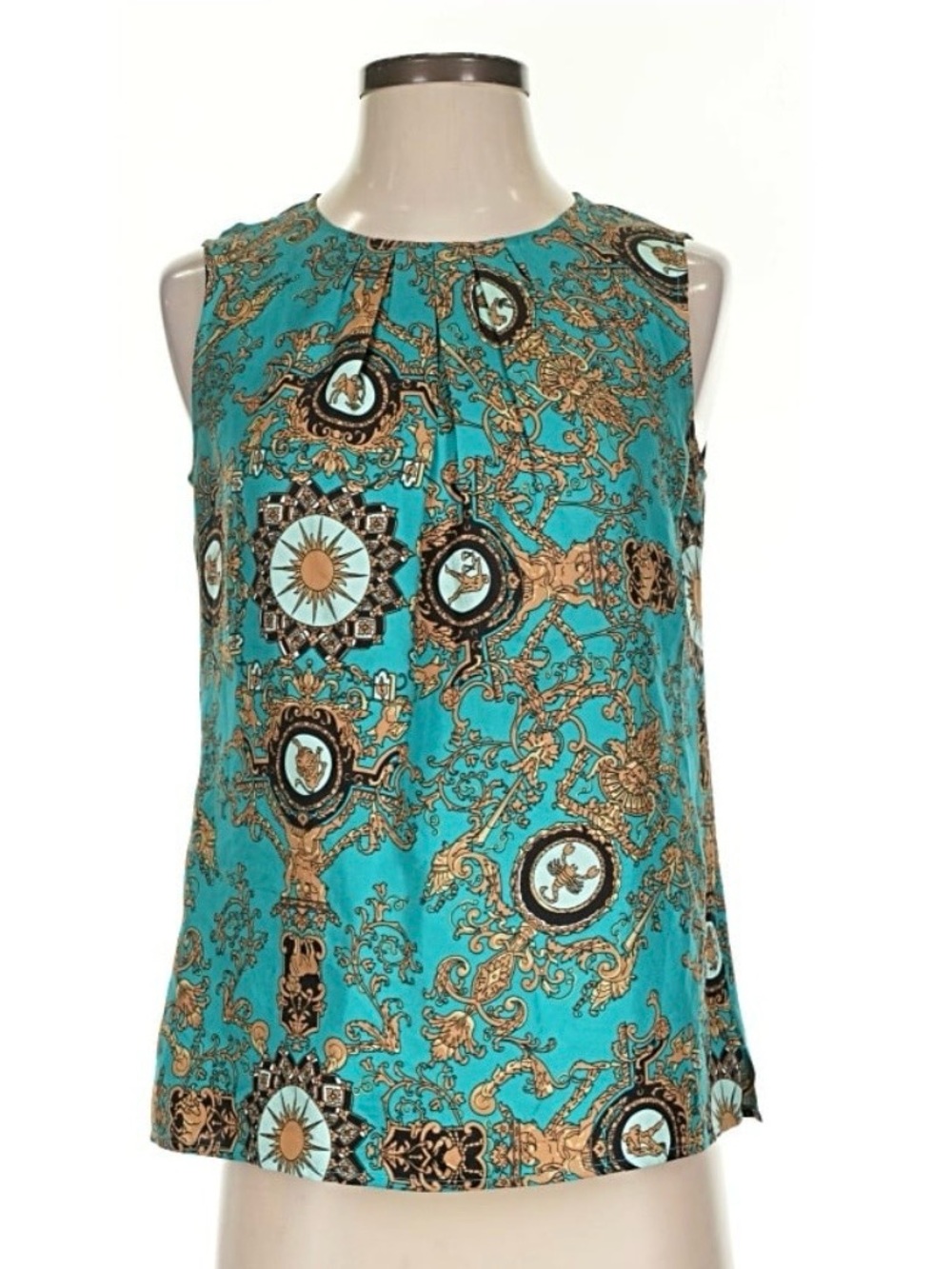 Sleeveless Silk printed blouse shell 6 Petite